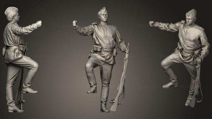 Статуэтки военные (Человек в советском солдате со снайперской винтовкой, STKW_0483) 3D модель для ЧПУ станка