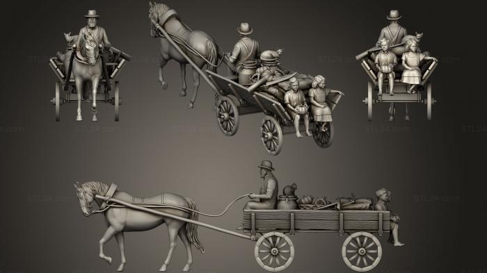 Military figurines (peasant on a cart with a horse, STKW_0495) 3D models for cnc