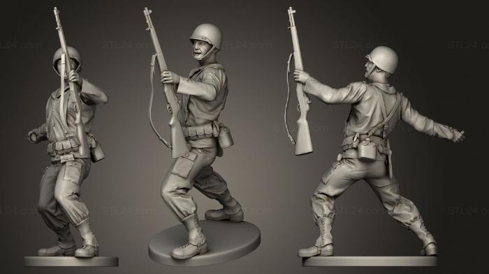 Статуэтки военные (Американский солдат второй мировой войны, граната A1, STKW_0582) 3D модель для ЧПУ станка