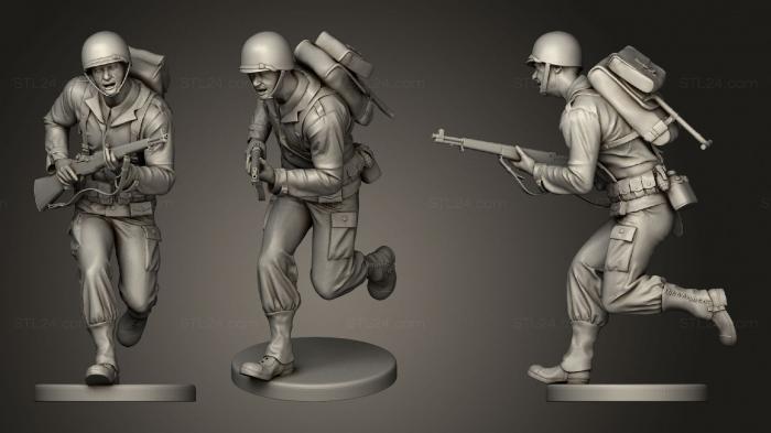 Military figurines (American soldier ww2 run A1, STKW_0583) 3D models for cnc