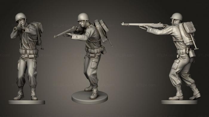 Military figurines (American soldier ww2 Shoot Stand A1, STKW_0584) 3D models for cnc