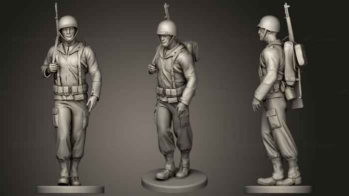Military figurines (American soldier ww2 walk A1, STKW_0585) 3D models for cnc