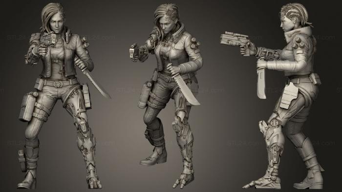Military figurines (Cyberpunk Bounty Hunter Pose Two, STKW_0771) 3D models for cnc