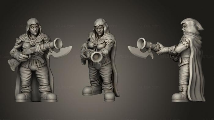 Military figurines (Dwarf Female Hunter Shooting 345, STKW_0855) 3D models for cnc