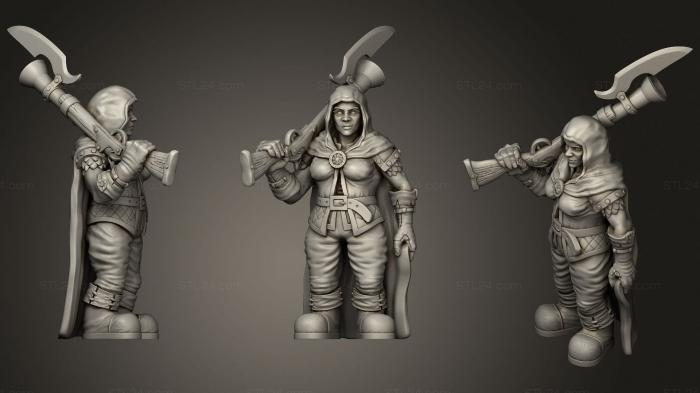 Military figurines (Dwarf Female Hunter, STKW_0856) 3D models for cnc