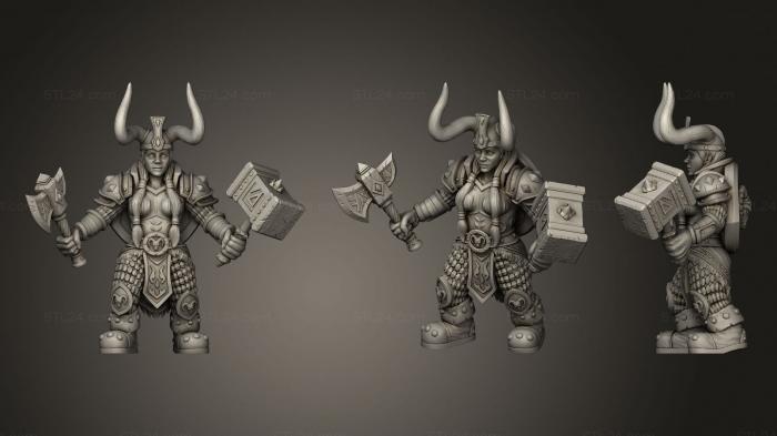 Military figurines (Dwarf Female Paladin with Weapons 345, STKW_0858) 3D models for cnc