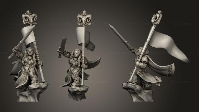 Military figurines (Dwarf Female Standard Bearer 345, STKW_0859) 3D models for cnc