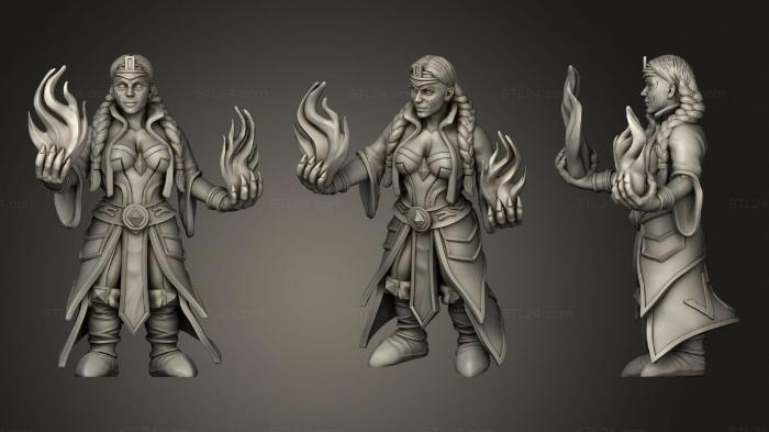 Military figurines (Dwarf Priestess with Fire, STKW_0874) 3D models for cnc