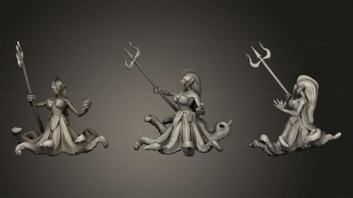Military figurines (Female Dark Octopusfolk With Trident, STKW_0945) 3D models for cnc