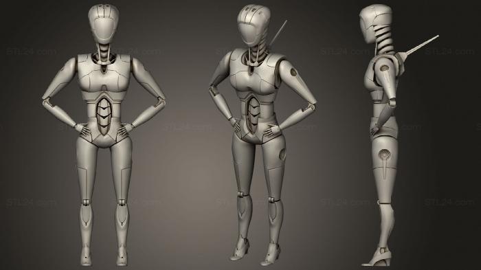 Статуэтки военные (Женщина-Робот 2, STKW_0950) 3D модель для ЧПУ станка