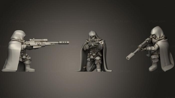 Military figurines (Feudal Guard Skirmisher Team Pose 2, STKW_0953) 3D models for cnc