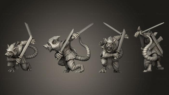 Military figurines (Ninja Rat Katanas 1, STKW_10258) 3D models for cnc