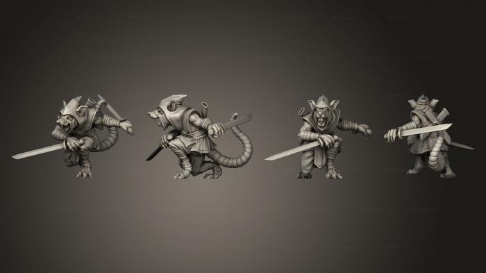 Military figurines (Ninja Rat Katanas 2, STKW_10259) 3D models for cnc