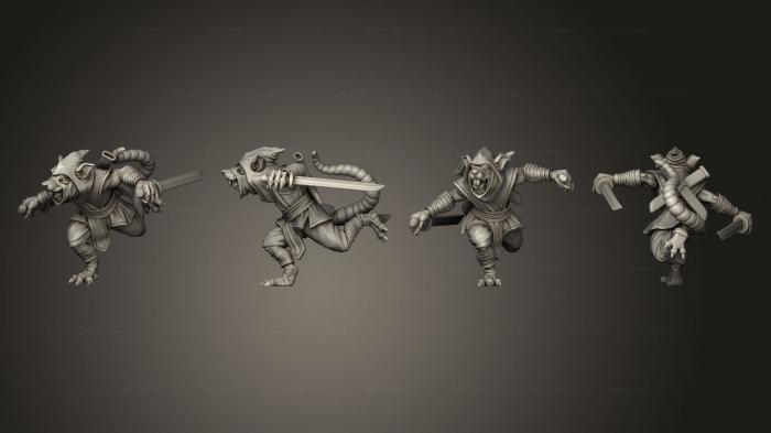 Military figurines (Ninja Rat Katanas 3, STKW_10260) 3D models for cnc