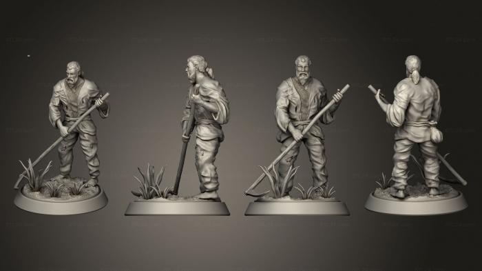 Military figurines (Old Farmer with scythe, STKW_10578) 3D models for cnc