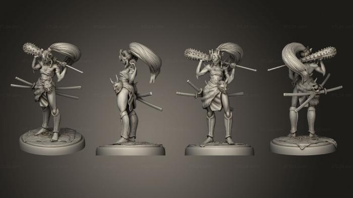 Military figurines (Oni Warrior Female Club, STKW_10609) 3D models for cnc