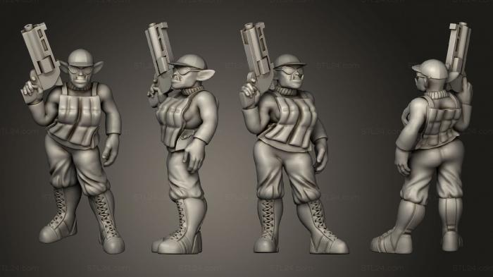 Статуэтки военные (Ручная Пушка Женщины - полицейского-Орка, STKW_10688) 3D модель для ЧПУ станка