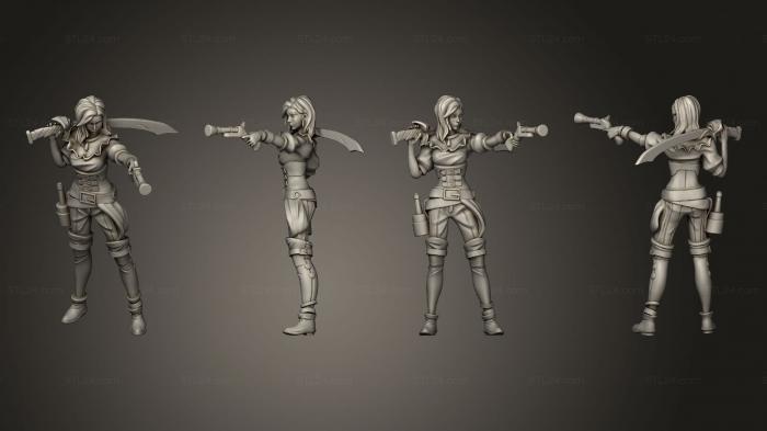 Military figurines (Pirate Female Shooting, STKW_10957) 3D models for cnc