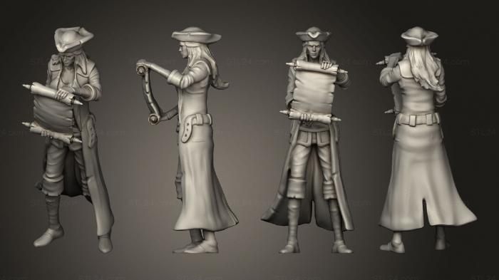 Military figurines (Pirate Quartermaster Map, STKW_11000) 3D models for cnc