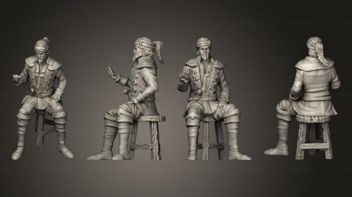 Military figurines (Pirate Sailing Master Gambling, STKW_11004) 3D models for cnc