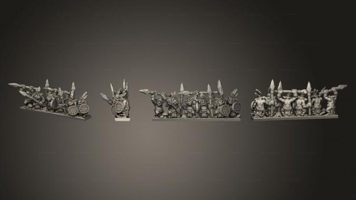 Military figurines (Red Nebular forest goblin spearmen fg spearstrip 2, STKW_11387) 3D models for cnc