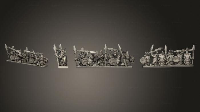 Military figurines (Red Nebular forest goblin spearmen fg spearstrip 4, STKW_11389) 3D models for cnc