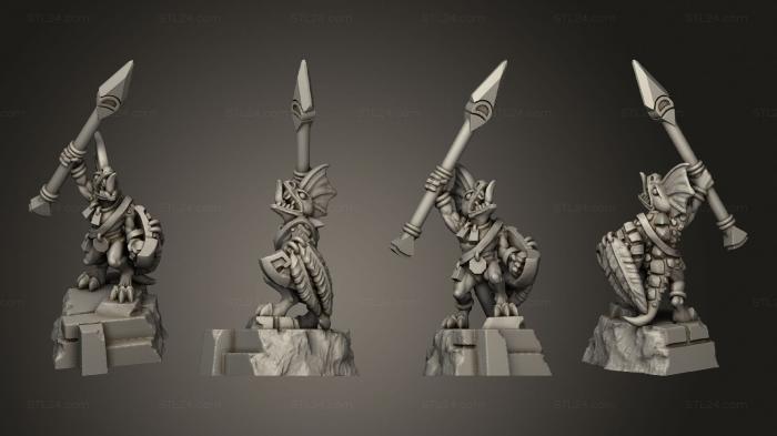 Military figurines (reptilian hero with spear, STKW_11483) 3D models for cnc