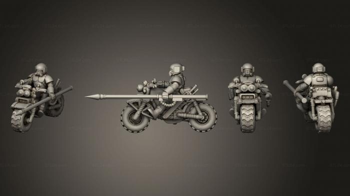 Military figurines (rough rider biker hunting lance, STKW_11805) 3D models for cnc