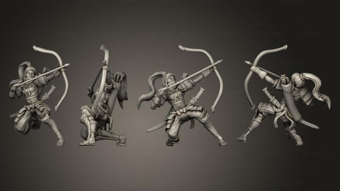 Military figurines (Samurai Female Archer, STKW_11941) 3D models for cnc