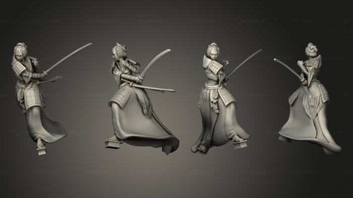 Military figurines (Samurai Female Attacking 01, STKW_11942) 3D models for cnc