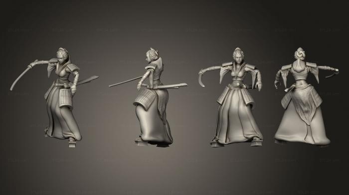 Military figurines (Samurai Female Defending, STKW_11944) 3D models for cnc