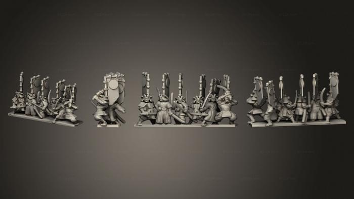Military figurines (Samurai Footmen Strip 03, STKW_11949) 3D models for cnc