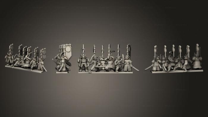 Military figurines (Samurai Footmen Strip 04, STKW_11950) 3D models for cnc