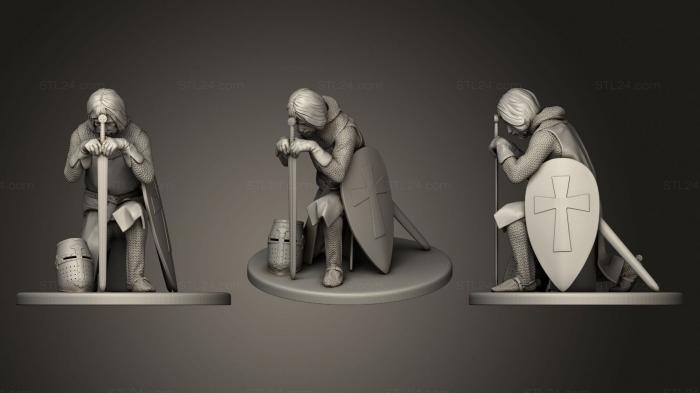 Military figurines (Knight Templar praying T1, STKW_1318) 3D models for cnc