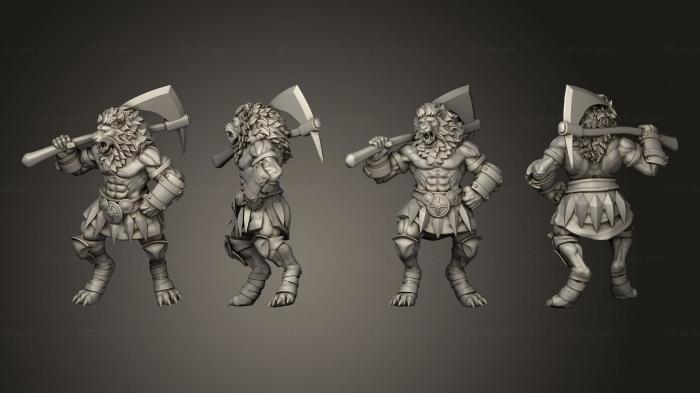 Military figurines (Tabaxi Lion Warrior Axe, STKW_13459) 3D models for cnc