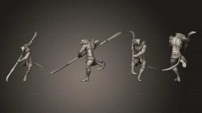 Military figurines (Tabaxi Tiger General Dual Naginata, STKW_13465) 3D models for cnc