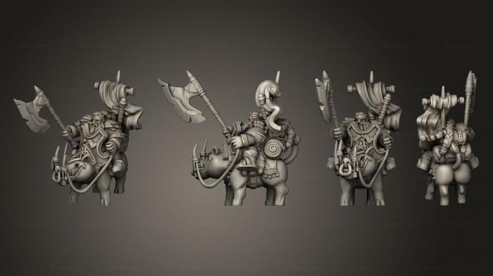 Military figurines (Throwback Dwarven Rider A Axe, STKW_13705) 3D models for cnc
