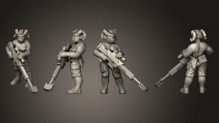Статуэтки военные (Тролль-Женщина-Солдат-Снайпер, STKW_13906) 3D модель для ЧПУ станка
