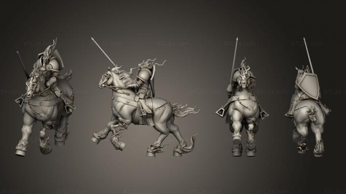 Статуэтки военные (Немертвые Всадники на лошадях, STKW_14066) 3D модель для ЧПУ станка