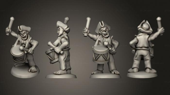 Military figurines (Undead Pirate Crew with Muskets Drummer, STKW_14097) 3D models for cnc