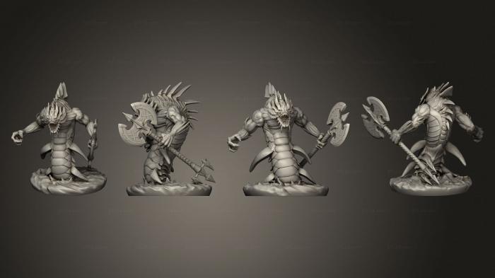 Military figurines (Underwater Mayhem Ocean Naga Axe, STKW_14148) 3D models for cnc