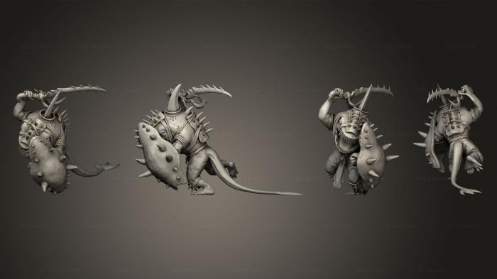 Military figurines (Underwater Mayhem Shark Folk Warrior Attacking Large, STKW_14157) 3D models for cnc