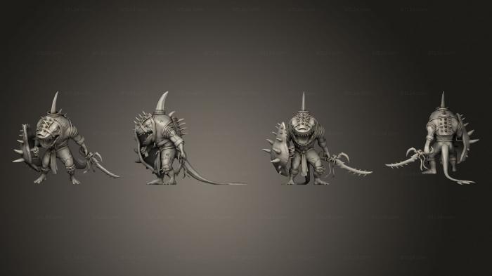Military figurines (Underwater Mayhem Shark Folk Warrior Sword Shield Large, STKW_14160) 3D models for cnc