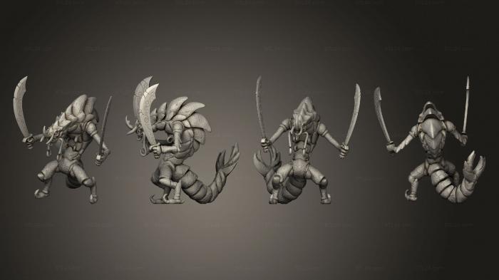 Military figurines (Underwater Mayhem Shrimp Folk Dual Sword, STKW_14161) 3D models for cnc