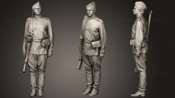 Статуэтки военные (Человек в солдатской форме, снайперская винтовка, STKW_1449) 3D модель для ЧПУ станка