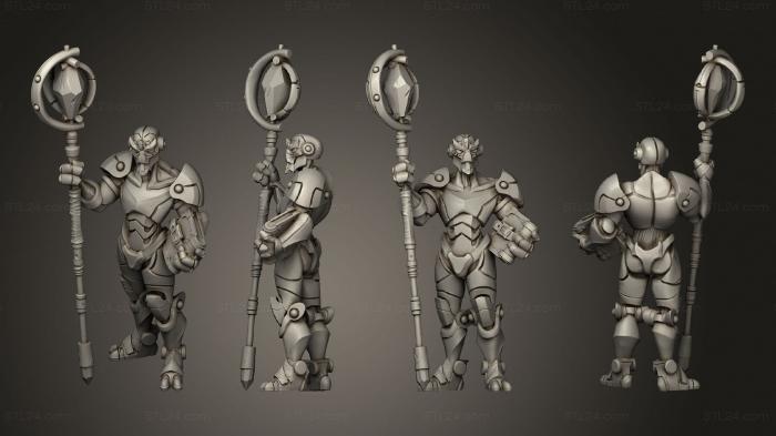 Military figurines (warforged warlock bald mechanical, STKW_14635) 3D models for cnc