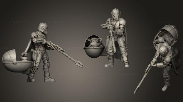Military figurines (Mandorian+baby yoda, STKW_1467) 3D models for cnc