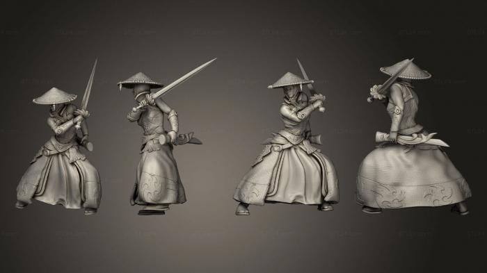 Military figurines (Warrior Monk Female Fighting, STKW_14688) 3D models for cnc