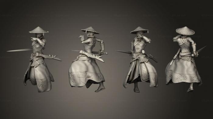 Статуэтки военные (Бегущая Женщина-Монах-Воин, STKW_14689) 3D модель для ЧПУ станка