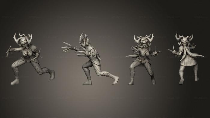 Military figurines (White Bone Huntress Attacking v 1, STKW_14808) 3D models for cnc